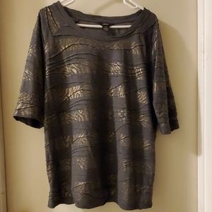 Gray gold mid sleeve blouse